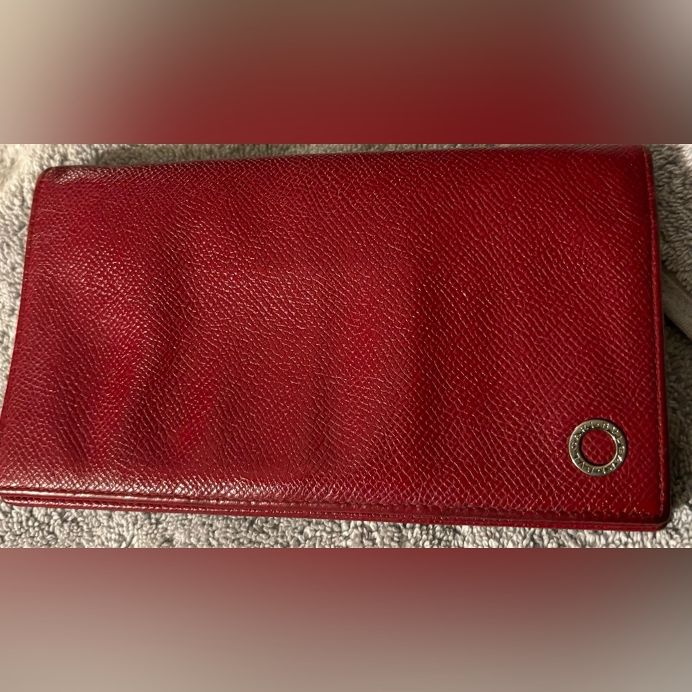 Bvlgari Red Leather long wallet